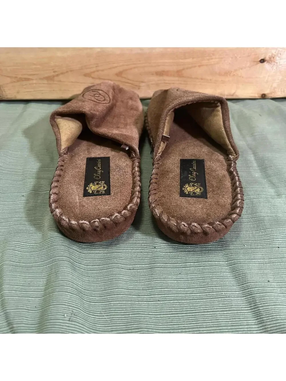 Oleg Cassini Mens Suede Slide Slippers Size 9 Vintage Loungewear